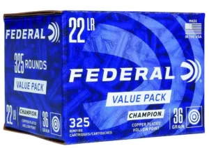 FEDERAL 22 LR CHAMPION PLATED HP 325 RD/BX 10 BX/CS