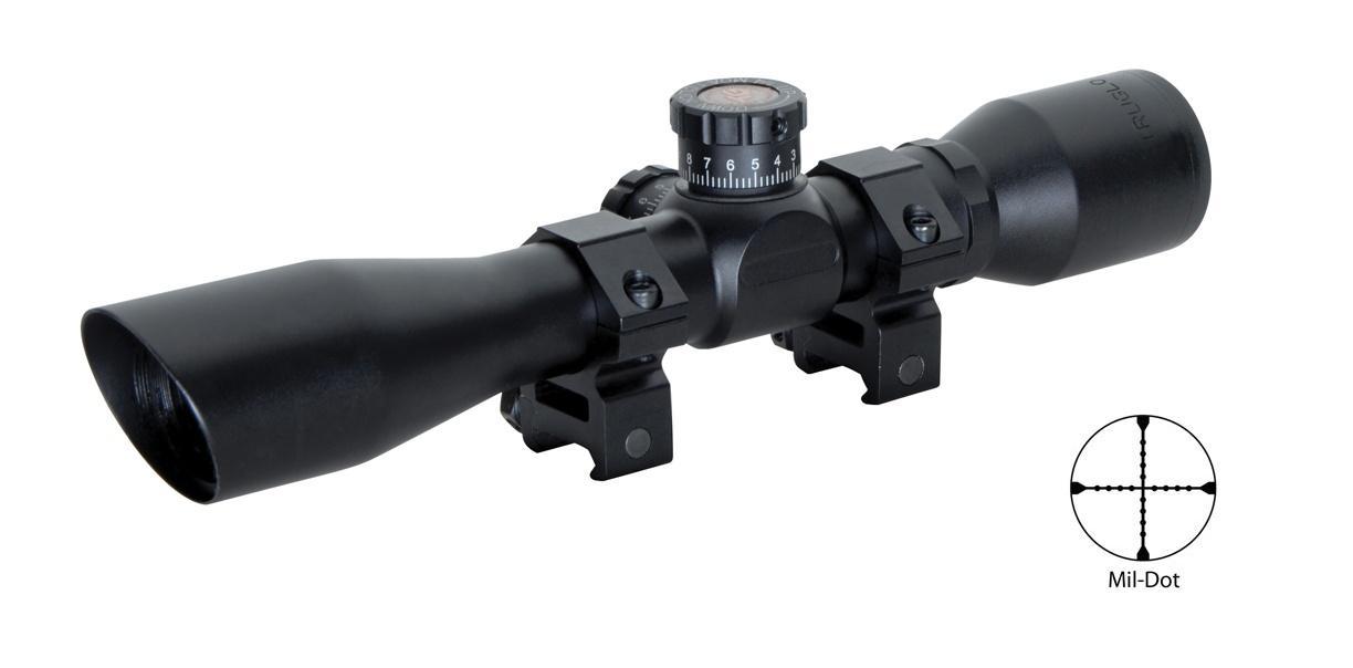 Truglo Tru-Brite Extreme Compact Tactical Rifle Scope with Rings - 4x32mm Mil-Dot 4" Matte